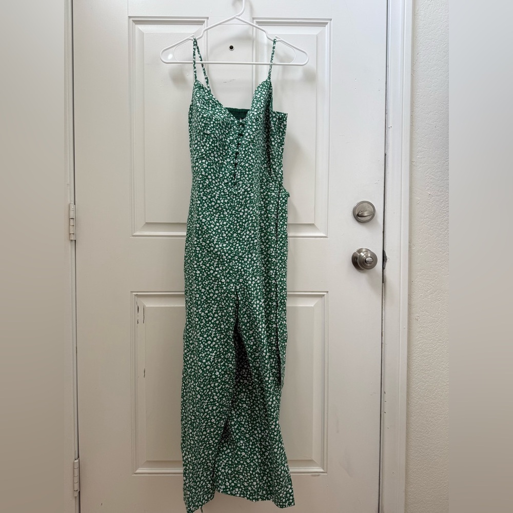 Banana Republic Emerald Floral Spaghetti Straps Jumpsuit